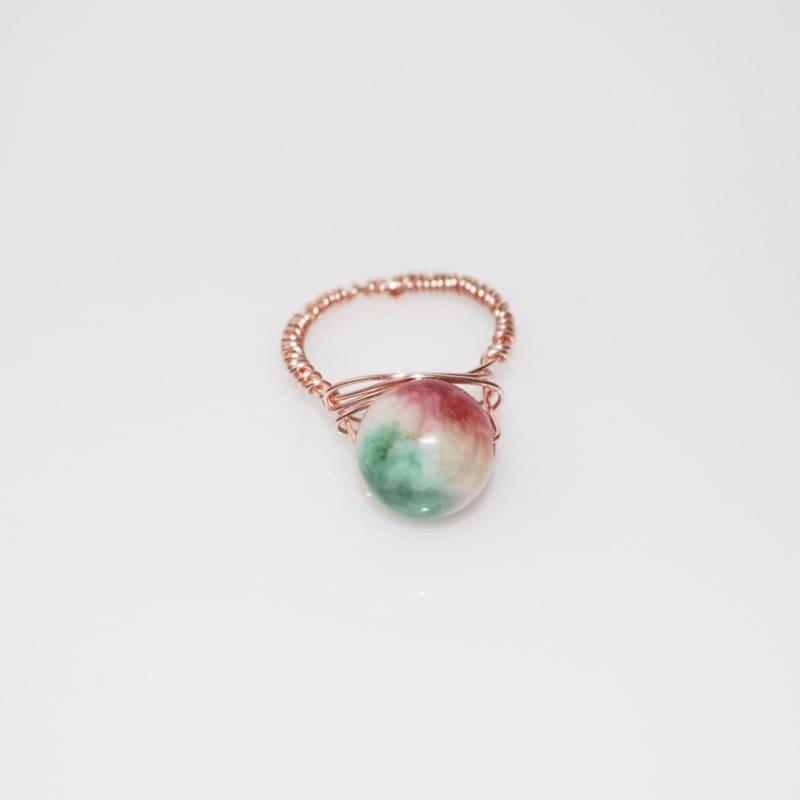 Green and Red Jade Handcrafted Wired Ring - Handmade