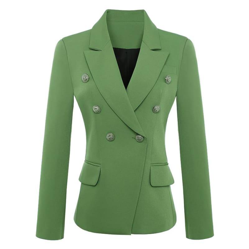 Green Baroque Designer Double Breasted Blazer - Blazers