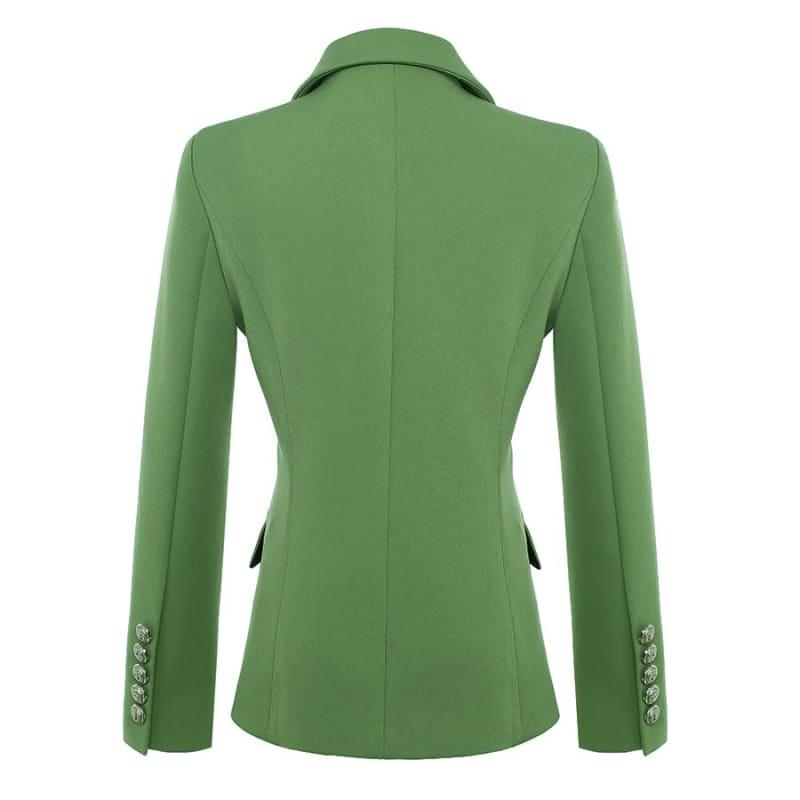 Green Baroque Designer Double Breasted Blazer - Blazers