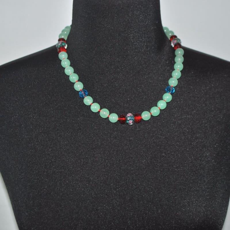 Green Carnelian With Crystal Ascents Necklace - TeresaCollections