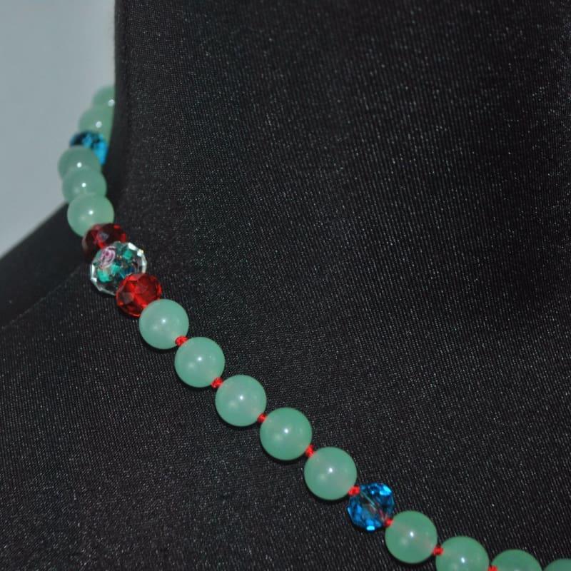 Green Carnelian With Crystal Ascents Necklace - Handmade