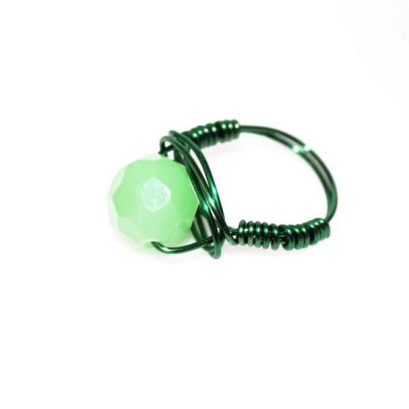 Green Jade Faceted Wired Ring - TeresaCollections