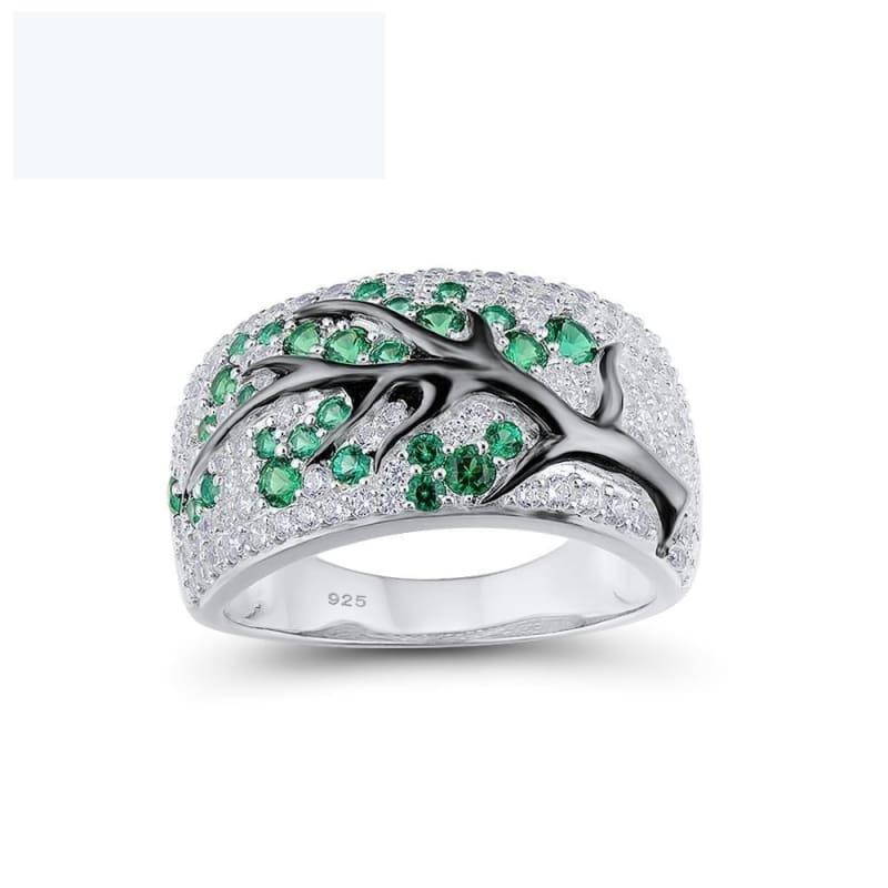 Green-Spinels Gem Stone Cubic Zirconia 925 Sterling Silver Ladies Ring - Rings