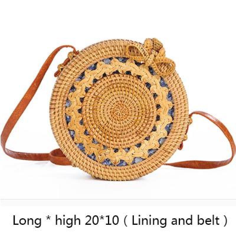 Hand-Woven Rattan Bag Embroidery Shoulder Crossbody Bags - Flower arrangement - HandBag