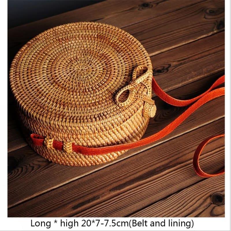 Hand-Woven Rattan Bag Embroidery Shoulder Crossbody Bags - HandBag