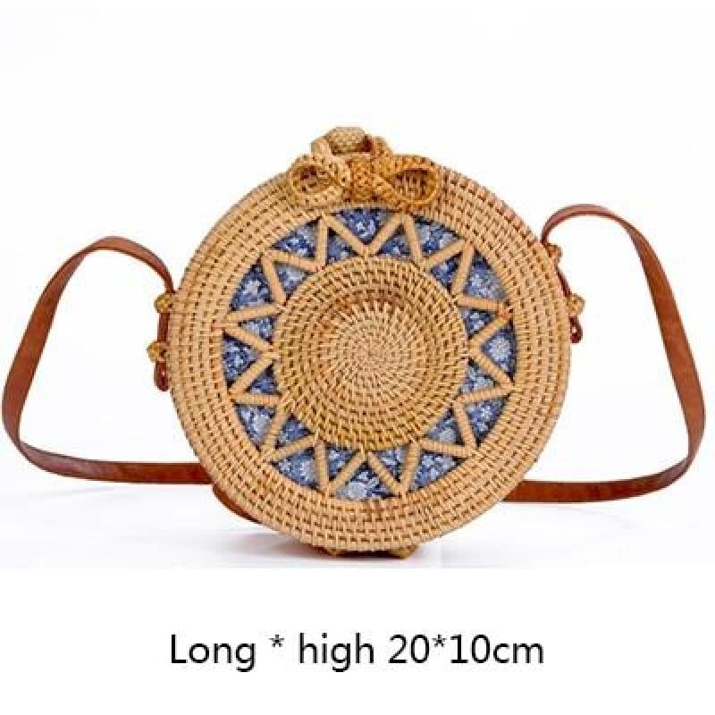 Hand-Woven Rattan Bag Embroidery Shoulder Crossbody Bags - Rattan bag - HandBag