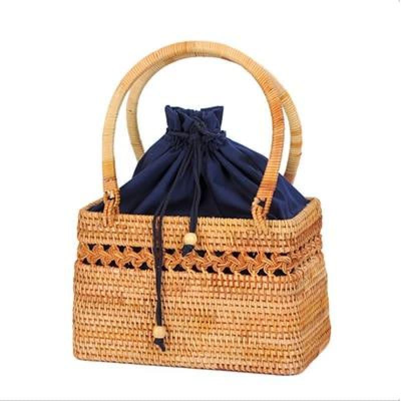 Hand-Woven Rattan Bag Embroidery Shoulder Crossbody Bags - Hollow bags - HandBag