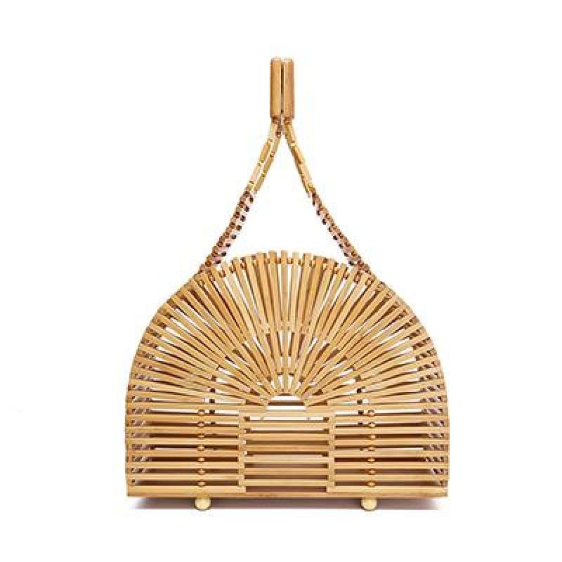 Hand-Woven Rattan Bag Embroidery Shoulder Crossbody Bags - semicircle bag - HandBag