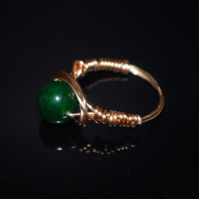 Handmade Emerald With Rose Gold Handcrafted Wire Ring - Handmade