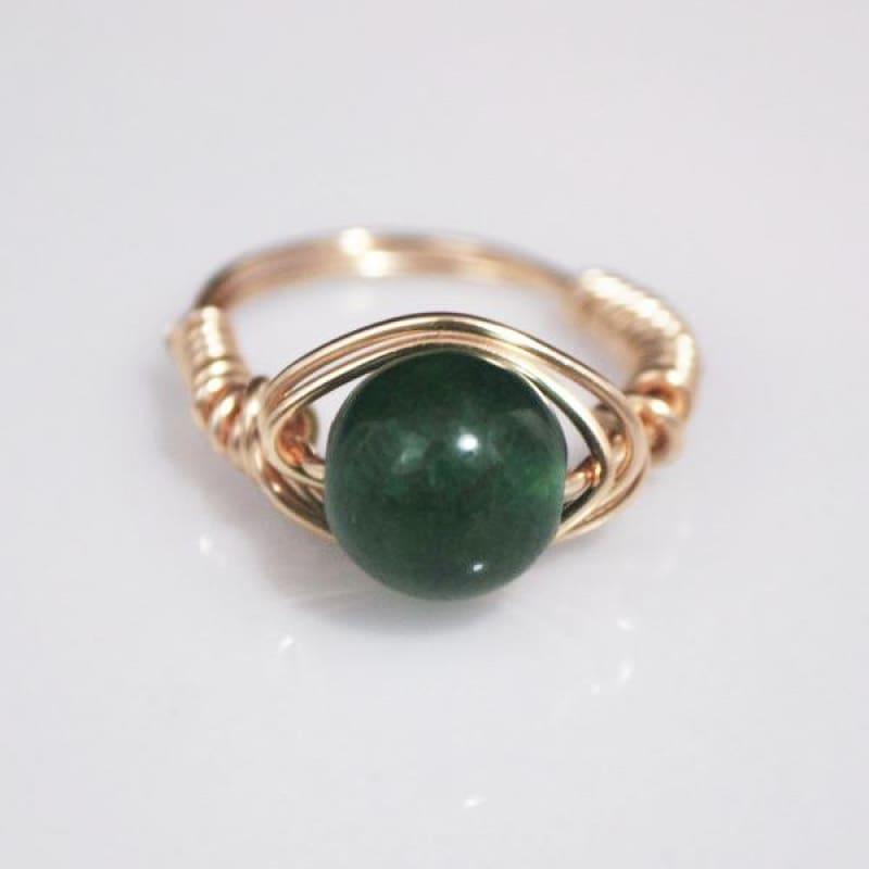 Handmade Emerald With Rose Gold Handcrafted Wire Ring - Handmade