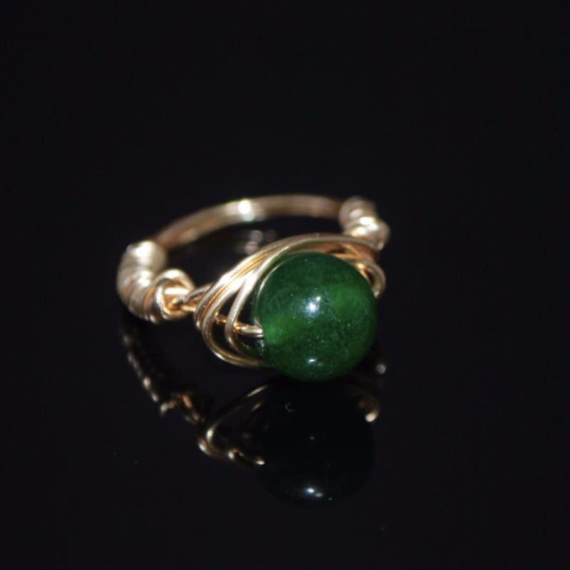 Handmade Emerald With Rose Gold Handcrafted Wire Ring - Handmade