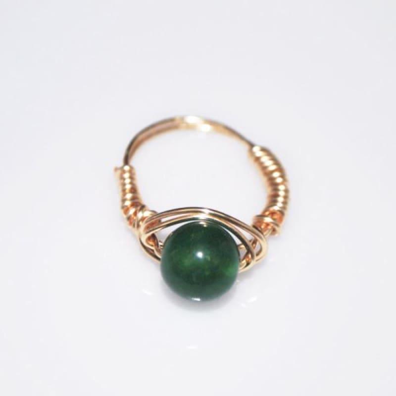 Handmade Emerald With Rose Gold Handcrafted Wire Ring - Handmade