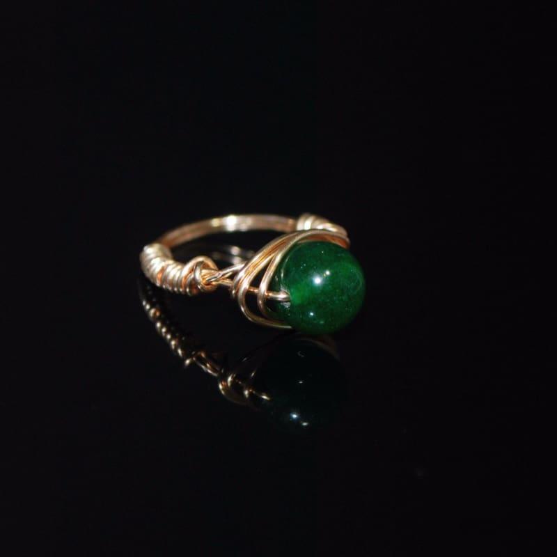 Handmade Emerald With Rose Gold Handcrafted Wire Ring - Handmade