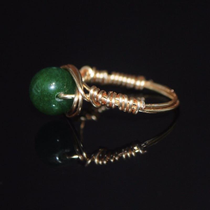 Handmade Emerald With Rose Gold Handcrafted Wire Ring - Handmade