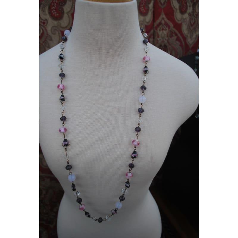 Handmade Wired Pink and Purple Lampwork Necklace - Handmade