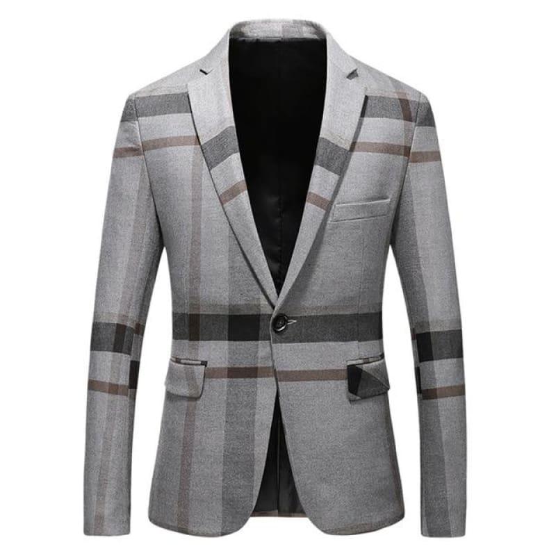 High Quality Dark Blue Grey Blazer Casual Business Jacket - Gray / XXXL - Mens jackets