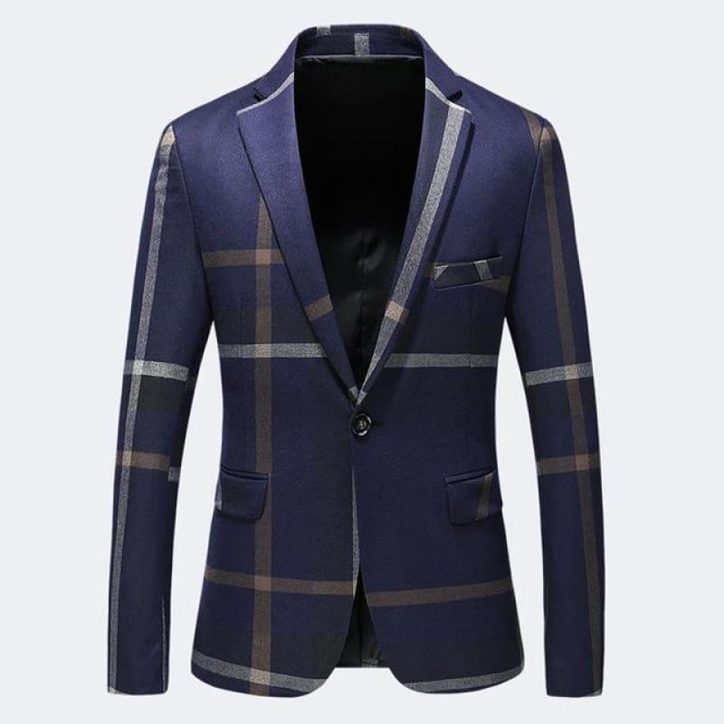 High Quality Dark Blue Grey Blazer Casual Business Jacket - Dark Blue / XXXL - Mens jackets