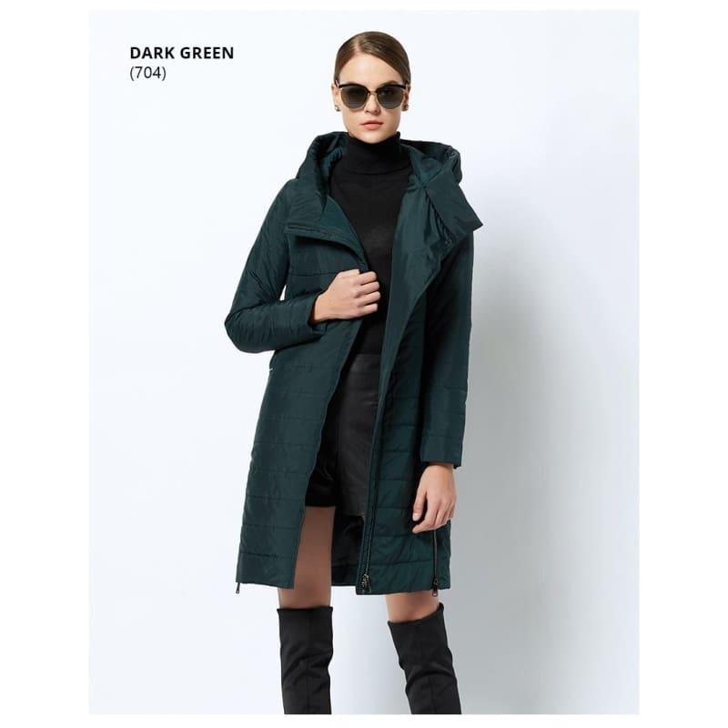 High-quality Thin Cotton Padded Womens Warm Parka Coat - 704 Dark Green / 4XL - Coats