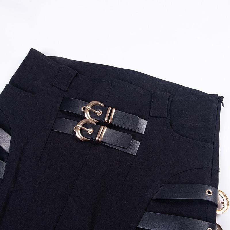 High Waist Pencil Buckle Pants Streetwear Elegant Trousers Office Lady Pants - TeresaCollections