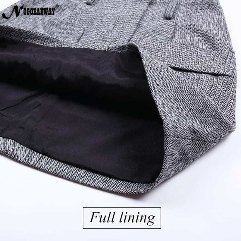 High Waist Tweed Woolen Mini Skirts - Skirts