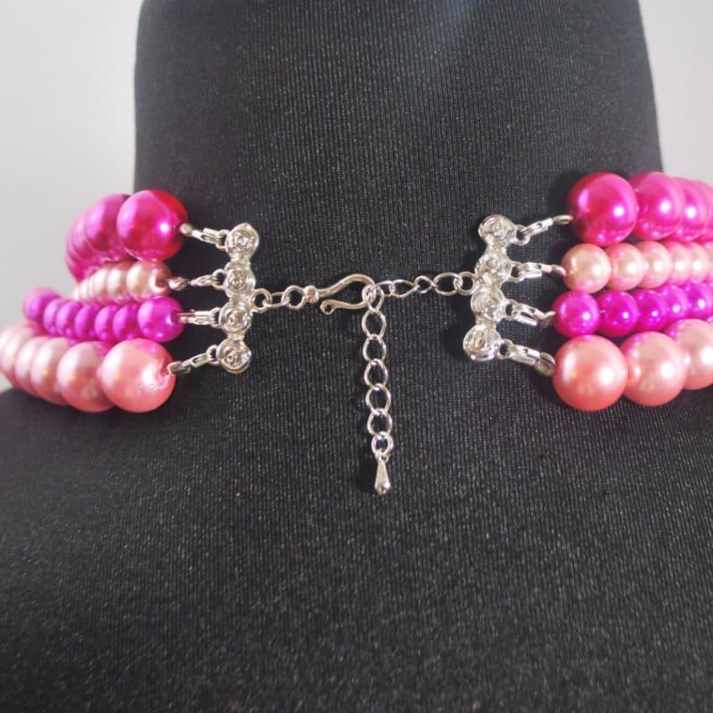 Hot Pink Elegant Four Strands with Tabithian Claps Necklace - Handmade
