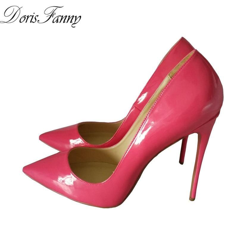 Hot Pink Patent Leather Sexy Stiletto High Heels Pumps - TeresaCollections