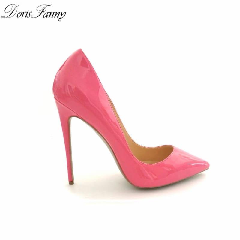 Hot Pink Patent Leather Sexy Stiletto High Heels Pumps - TeresaCollections