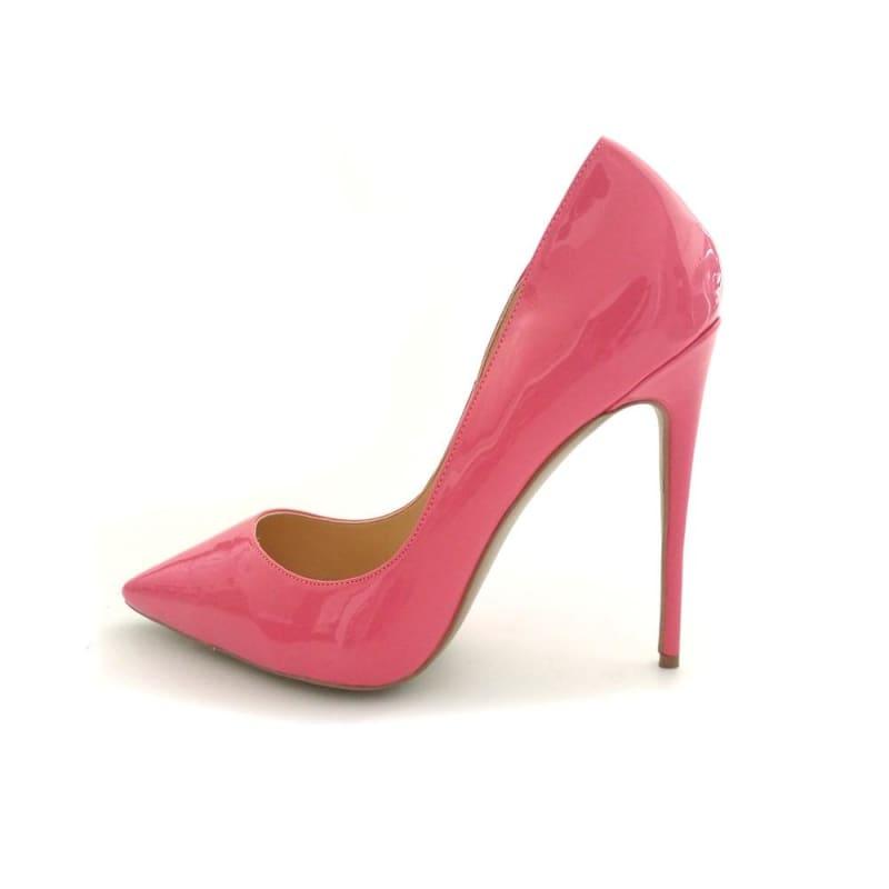 Hot Pink Patent Leather Sexy Stiletto High Heels Pumps - TeresaCollections