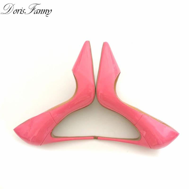 Hot Pink Patent Leather Sexy Stiletto High Heels Pumps - TeresaCollections