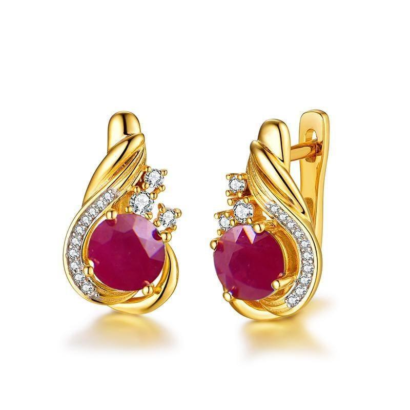 Indian Ruby Simple Classic Design Earrings - Indian ruby - Earrings