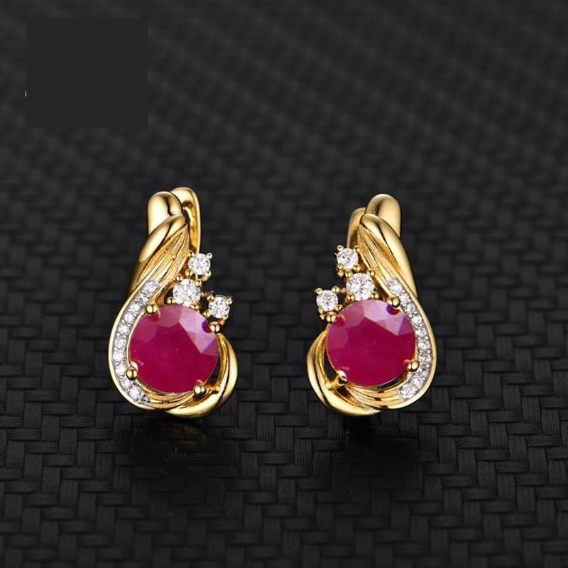 Indian Ruby Simple Classic Design Earrings - Earrings