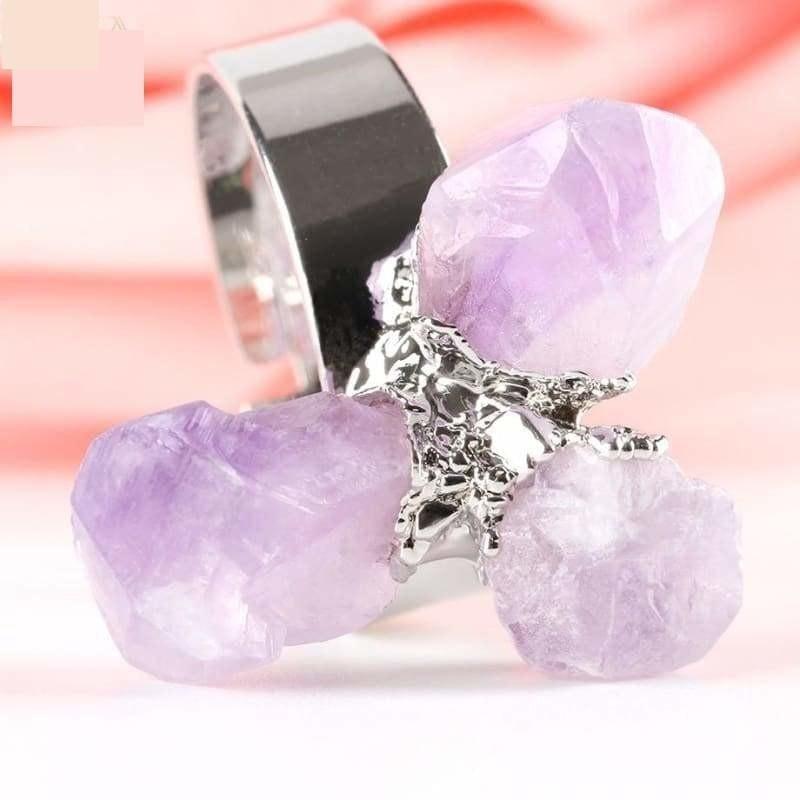 Irregular Purple Natural Gem Stone Ring - Ring