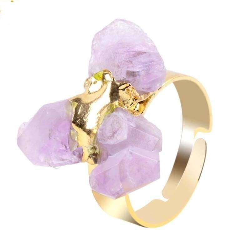 Irregular Purple Natural Gem Stone Ring - Ring