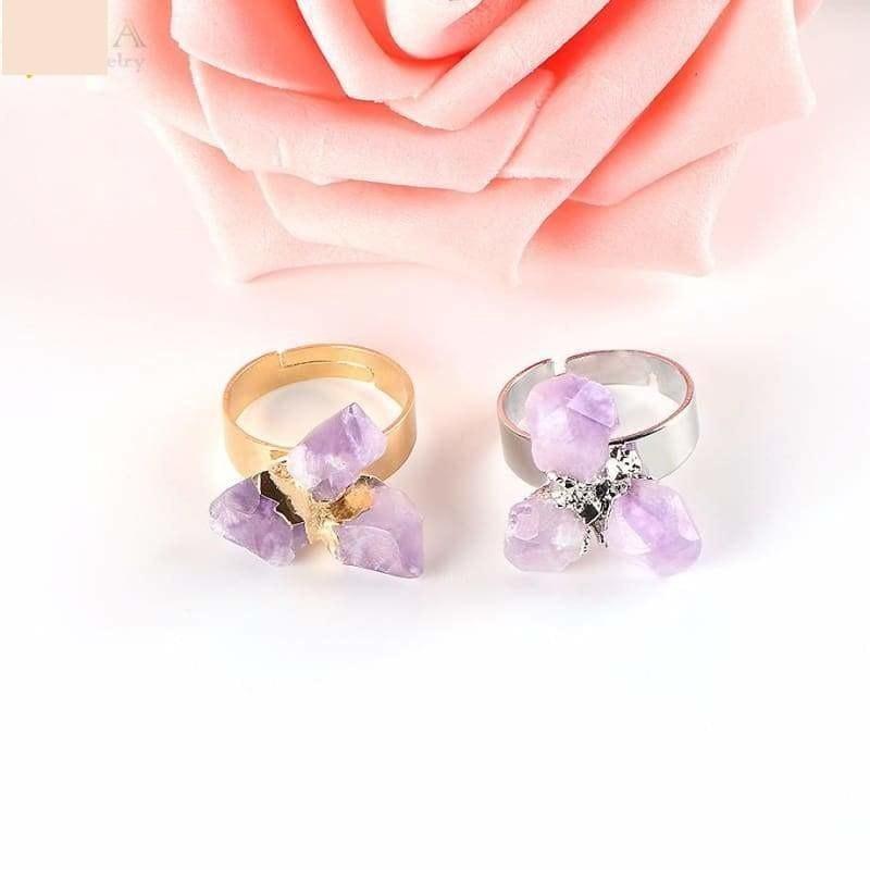 Irregular Purple Natural Gem Stone Ring - Ring