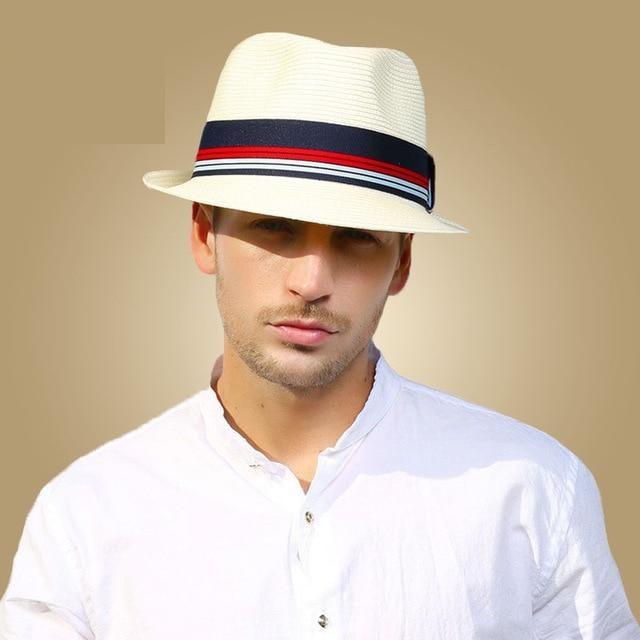 Ivory White Sun Ribbon Panama Summer Straw Hat - TeresaCollections