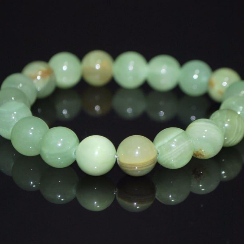 Premium Stretch Green Malachite Stone Bead Bracelet in Gold | 10MM - CLUB  EQUILIBRIUM