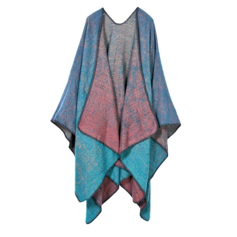 Knit Shawl Cape Poncho Vintage Scarf - TeresaCollections