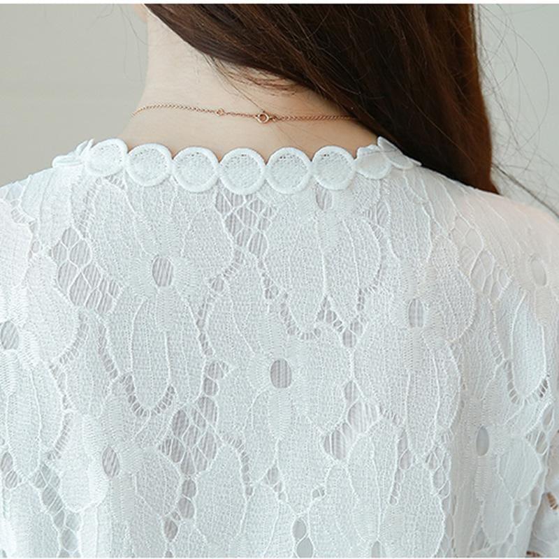 Lace Short Sleeve O-Neck Elegant White Top and Blouse - TeresaCollections