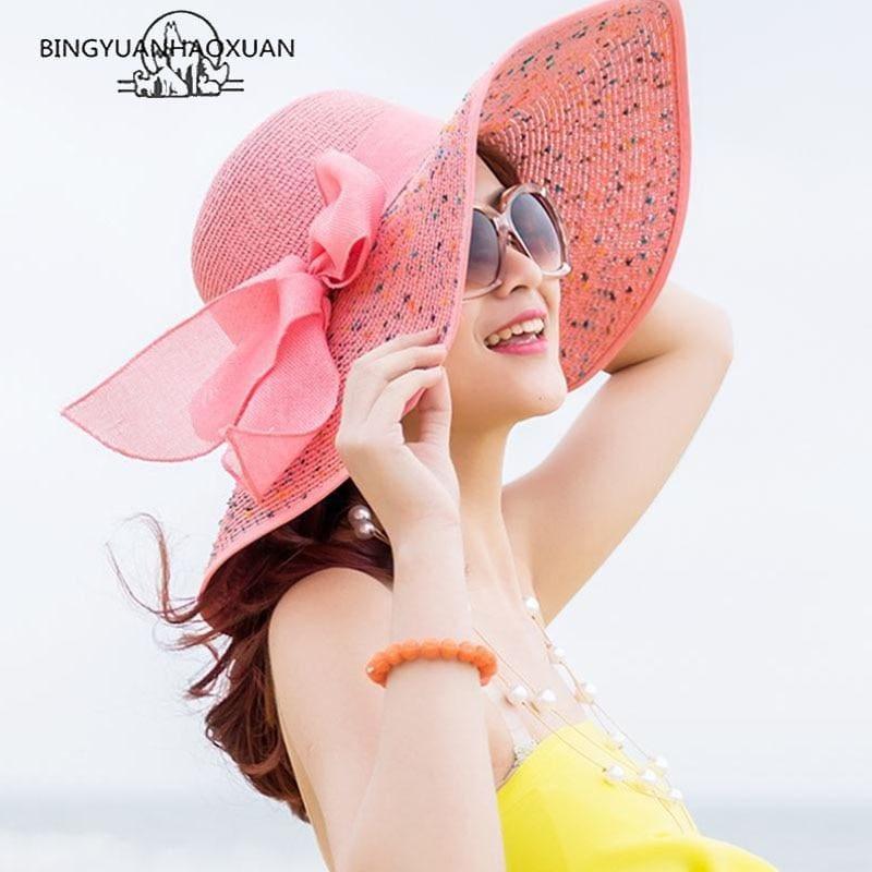 Large Brim Floppy Foldable Summer Beach Hat - TeresaCollections