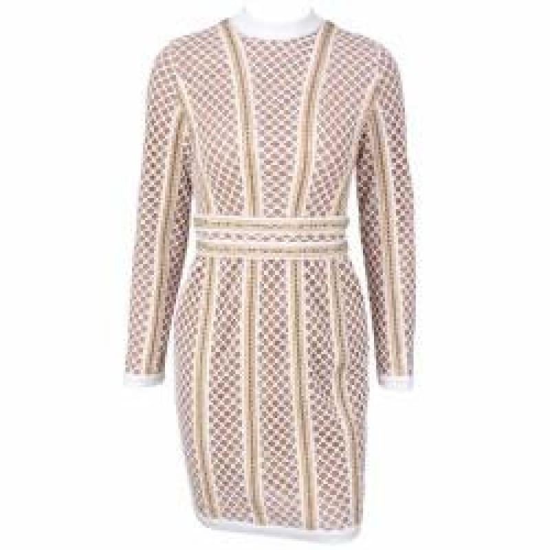 Lattice Patchwork whit Belt Party Mini Dress - TeresaCollections