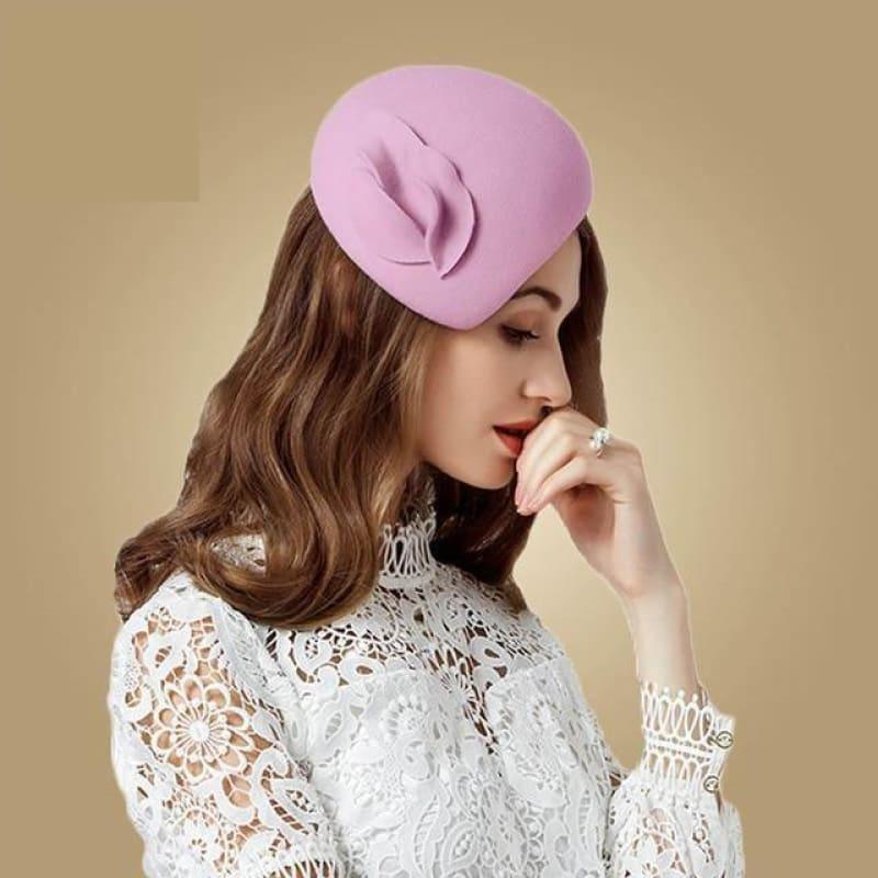 Lavender Wool Felt Vintage Cocktail Fashion Pillbox Hat - Lavender - hats