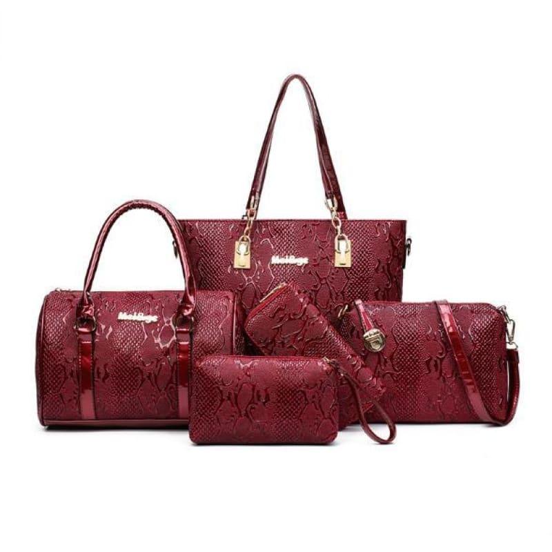 Leather Handbag High Quality Six-Piece Set Bag - TeresaCollections