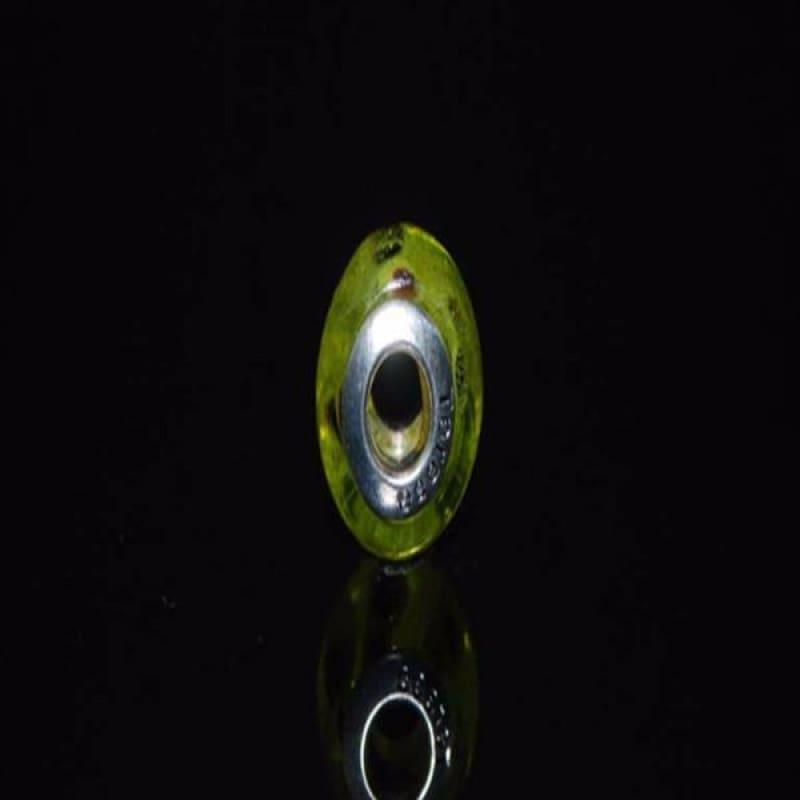 Lime Green Paw Print Murano Glass Charm Bead - Charm beads