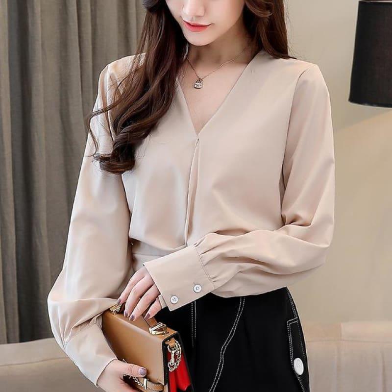 Long Sleeve Women Chiffon Blouse - TeresaCollections