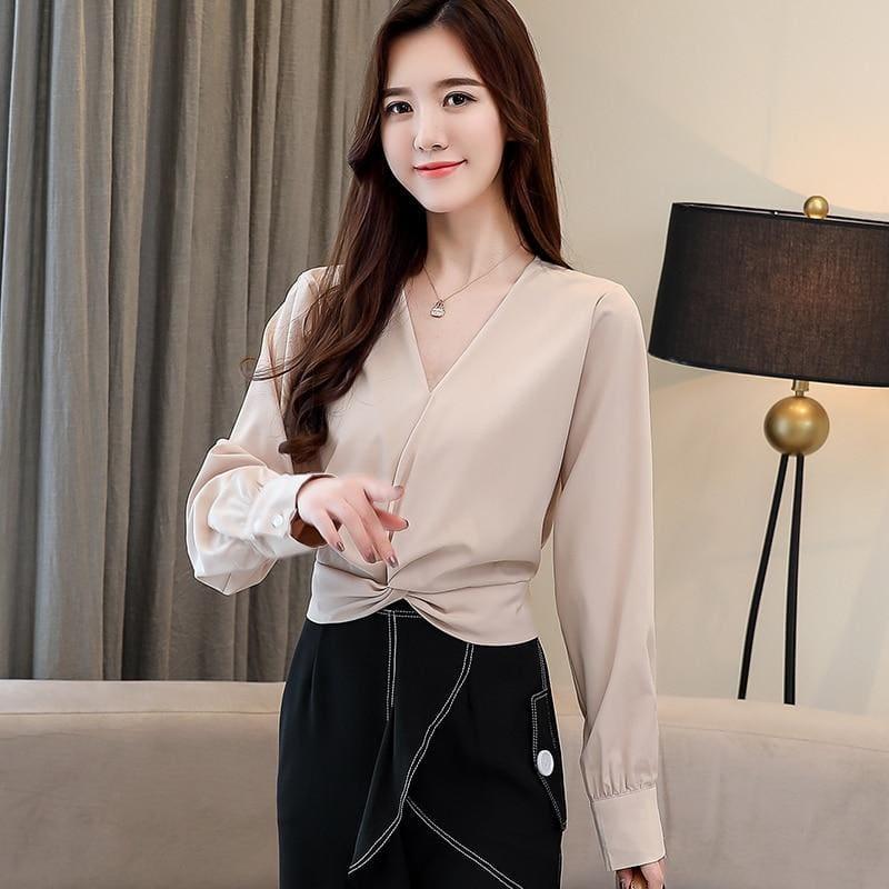 Long Sleeve Women Chiffon Blouse - TeresaCollections