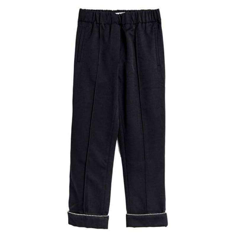 Loose High Waist Ankle Length Trousers - black / L - Pants