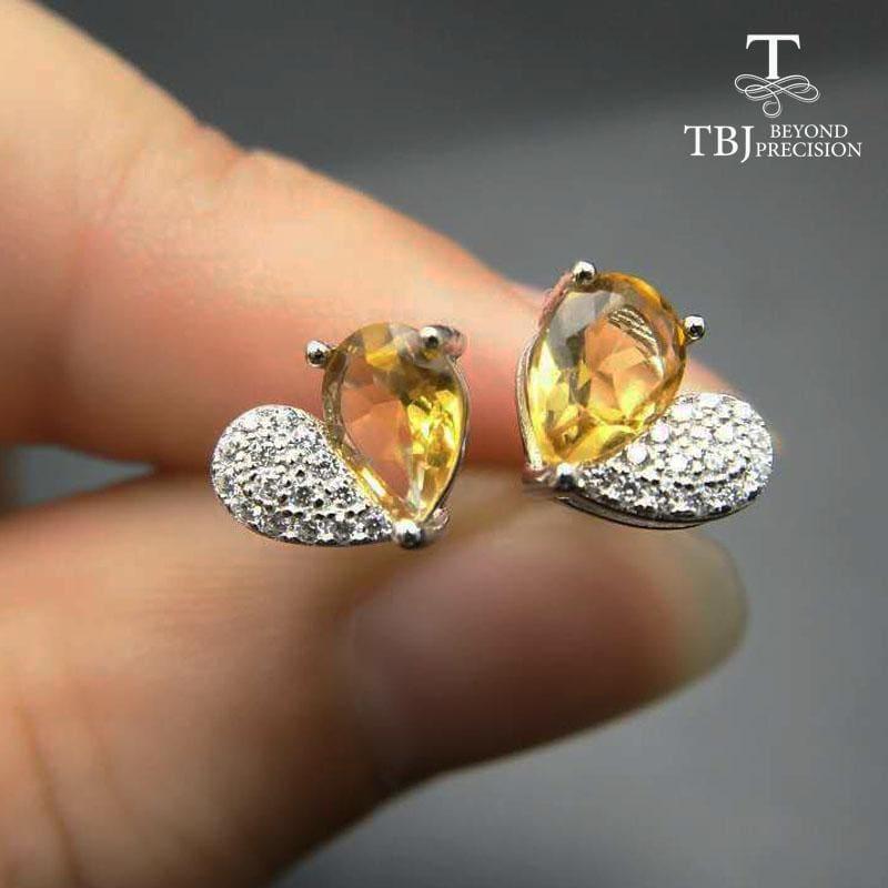 Lovely Heart Shape Natural Citrine 5*7mm Gemstone Earrings - earrings