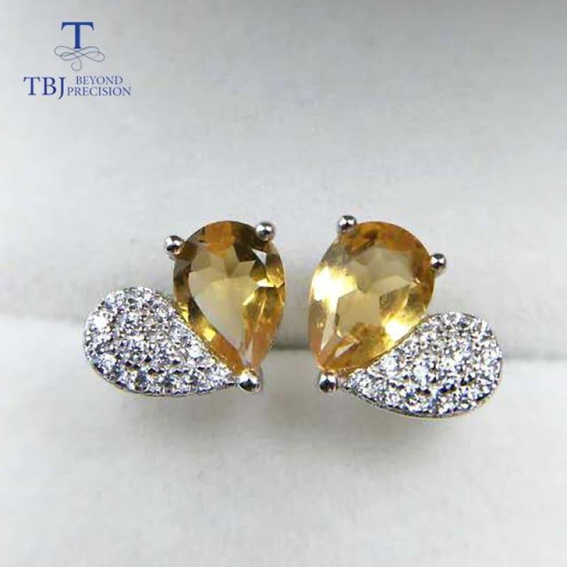 Lovely Heart Shape Natural Citrine 5*7mm Gemstone Earrings - YELLOW - earrings