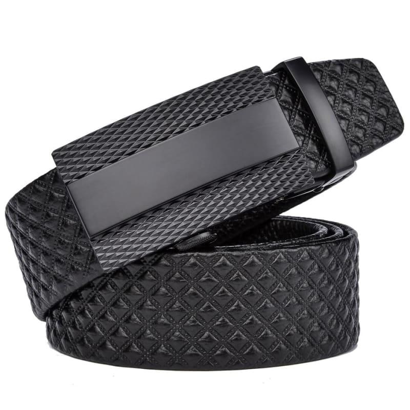 Luxury Genuine Leather Retro Vintage Automatic Buckle Plaid Waist Belt