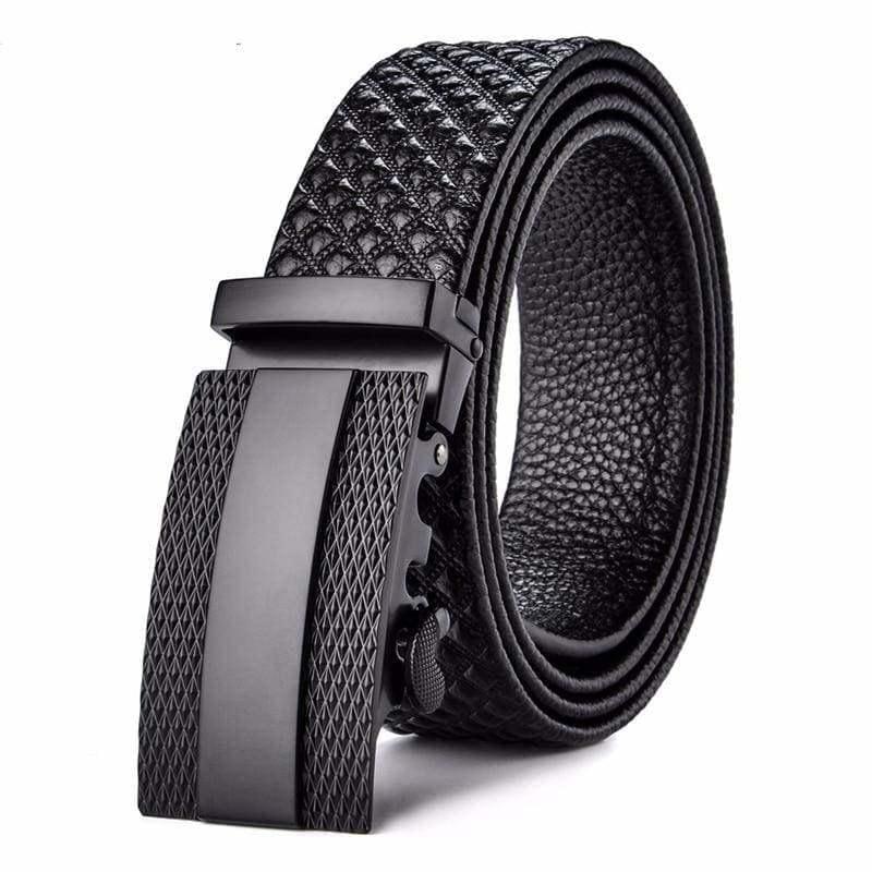 Luxury Genuine Leather Retro Vintage Automatic Buckle Plaid Waist Belt
